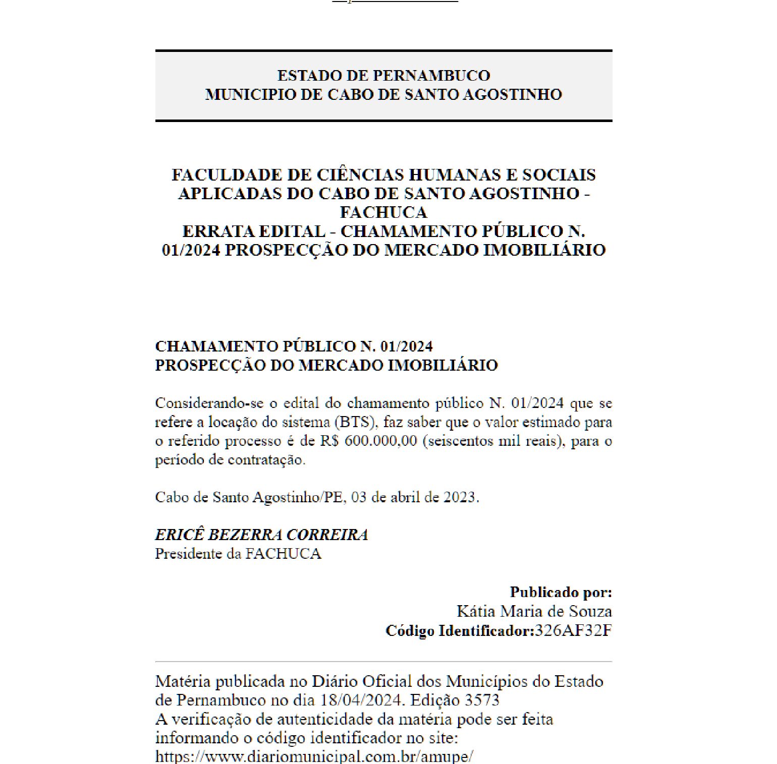 Errata Edital 18-04-2024 chamamento Público N.01-2024 Prospecção Do Mercado Imobiliário