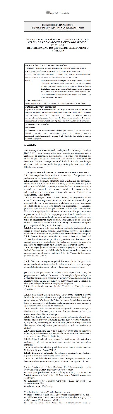 Republicação do edital de chamamento público 15/04/2024