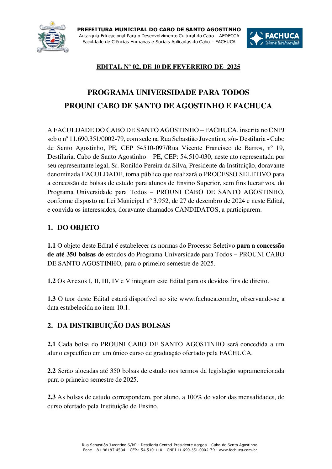 EDITAL Nº 02 – PROUNI CABO FACHUCA 2025.1