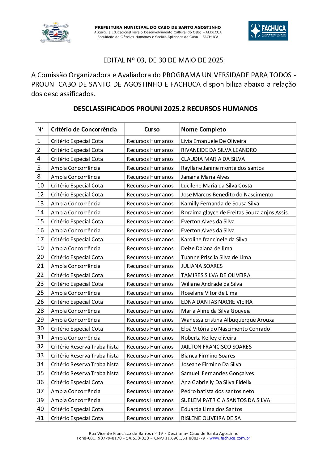 DESCLASSIFICADOS RH PROUNI 2025.2 PDF